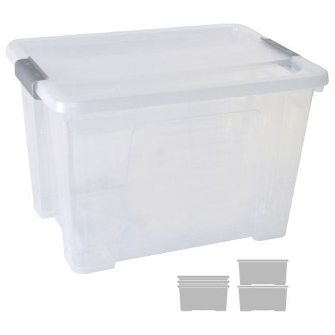 CAJA DE ALMACENAJE CON TAPA 20 LITROS 28X40X26CM PP TRANSPARENTE ARCHIVO 2000 CP1482020 CS TP