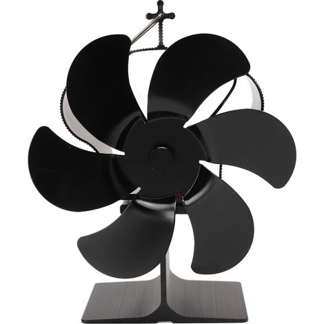 Ventilateur de poêle à chaleur à 6 pales, cheminée Non électrique à démarrage automatique, couronne résistante aux hautes températures, noire