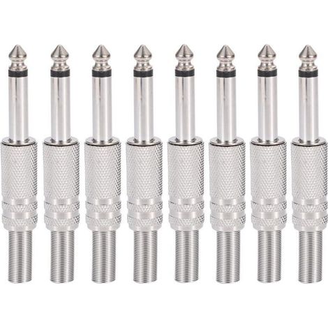 8 pièces prise audio 1/4 "TS mono,connecteur jack à souder mâle 6,35mm pour câbles haut-parleur/guitare/microphone (1/5)