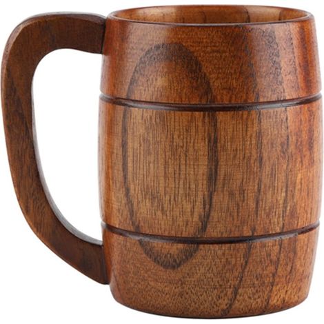Aladdien - Chope à bière en bois - Grande contenance - Design rétro - Marron (1/5)