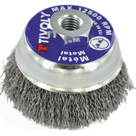 Tivoly • Spazzola a tazza Ø80mm M14 per smerigliatrice per spelatura metalli Technic in acciaio ondulato