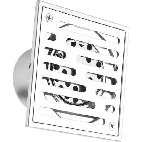 Bonde de sol carrée en acier inoxydable anti-odeurs pour salle de bain, grand diamètre (110 x 110 mm) (1/5)