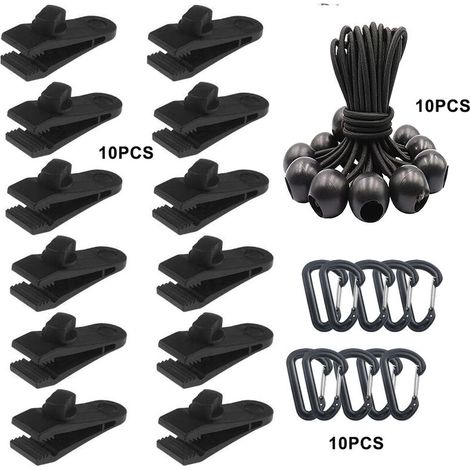 Clip de tissu imperméable, pince de tente de bouche de crocodile Clip de tissu imperméable Balle de tissu imperméable Tente de corde élastique Mousqueton de ceinture de corde élastique (1/5)