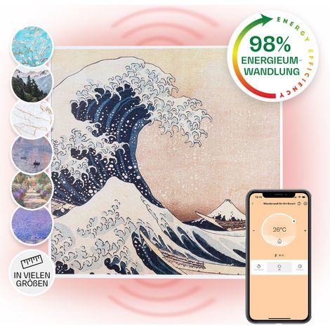 Wonderwall Air Art Smart Infrarotheizung 60x60cm 350W Wandinstallation App-Steuerung Wellen