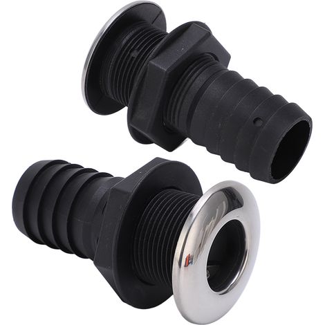 Marine-Fittings, 1-1/2" schwarzes Nylon-Ablaufloch, Abdeckung aus Edelstahl 316 mit Wasserrückhalteplatte (8755SABR). (1/5)