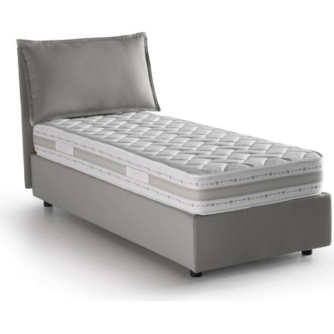 Talamo Italia - Letto singolo Ancara, Letto contenitore con rivestimento in tessuto, 100% Made in Italy, Apertura frontale, con materasso Cm 80x200 incluso, Grigio