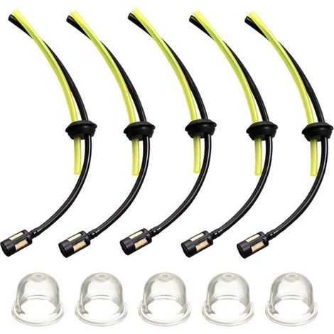 Kit 5 Pcs Tuyaux d'Essence Durite avec Filtre et Ampoules d’Apprêt Carburant Longueur 27.5cm pour Debroussailleuse Tondeuse Souffleur Tronçonneuse (1/5)