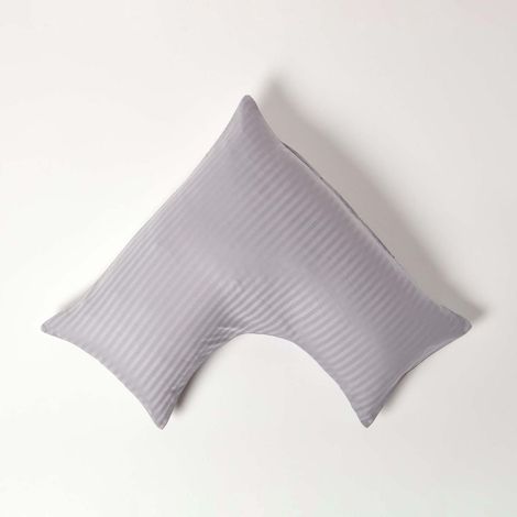 HOMESCAPES Grey Egyptian Cotton Super Soft V Shaped Pillowcase 330 Thread Count - Grey