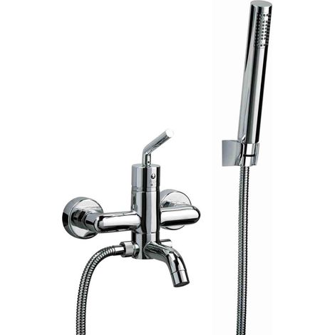 Mezclador de baño externo con set de ducha Piralla Garda 0AS00002A21  Cromo - Con set de ducha