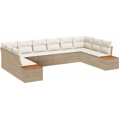 Maison Exclusive - Gartensofa-set mit Kissen 10 pcs Beige Poly Ra