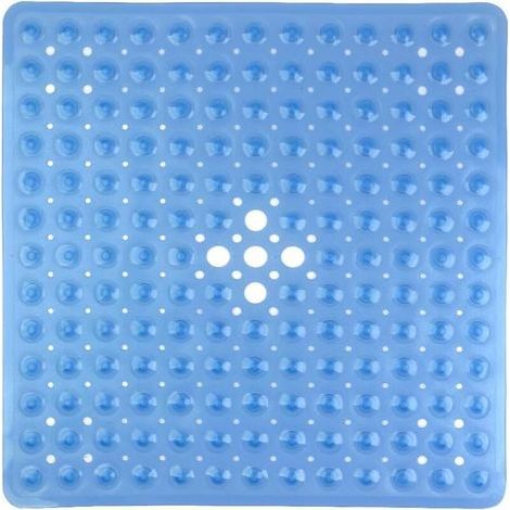 Tapis de Douche Antidérapants Carré en PVC 53 × 53cm, Tapis de Bain avec Ventouse pour Cuisine et Salle de Bain - Bleu-Fei Yu (1/5)