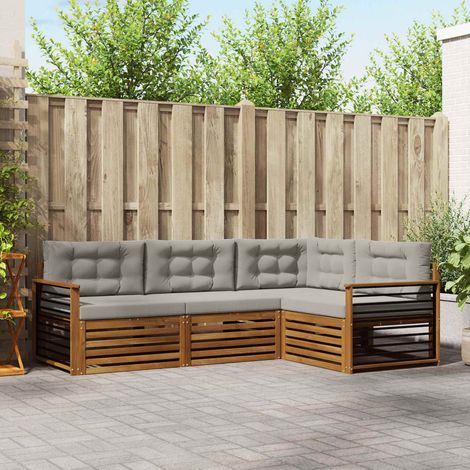 vidaXL Outdoor-Sofagarnitur mit Kissen 4 pcs Natürlich und Hellgrau (1/5)