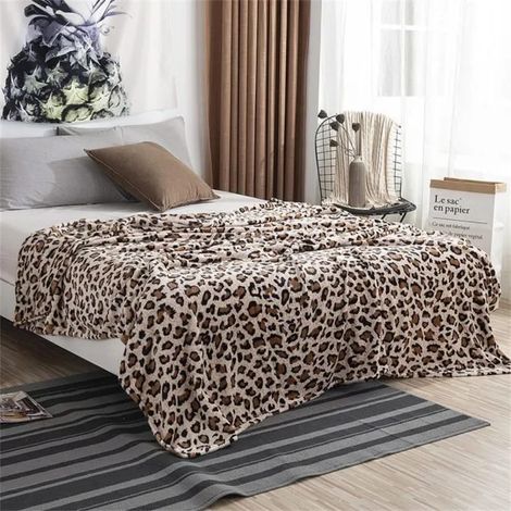 Couverture Polaire Flanelle Imprimé Léopard Plaid Polaire 150 x 200 cm, Jete de Canapé Couverture Lit 2 Personnes multic COUVERTURE (1/5)
