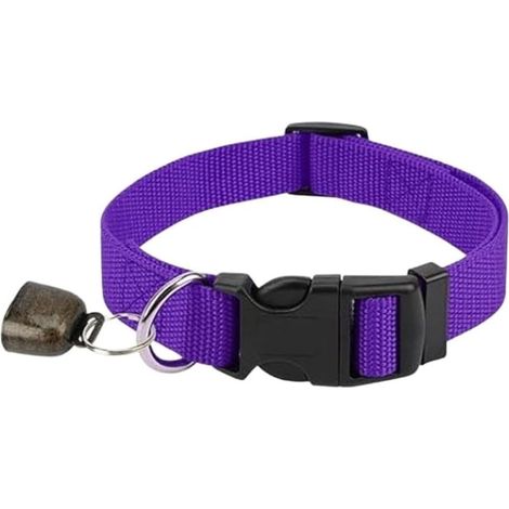 Collier de chèvre réglable avec clochette pour moutons, bovins, bétail, sangle de cou en toile résistante aux intempéries pour pâturage, troupeau de petite ferme, 35 à 52 cm (violet) (1/5)