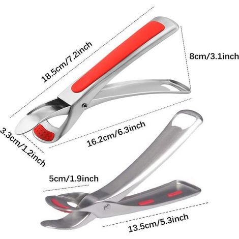 1 Pince à bol, Acier inoxydable, Silicone, Anti-brûlure, Antidérapante, Four Micro-ondes (1/5)