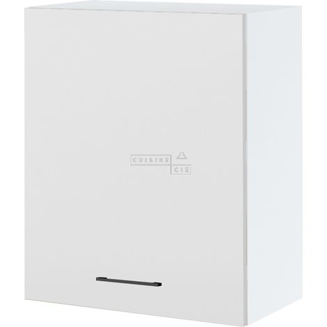 Meuble haut de cuisine Lovia Blanc Mat 1 porte L 60 cm - Porte avec poignée apparente White (1/2)