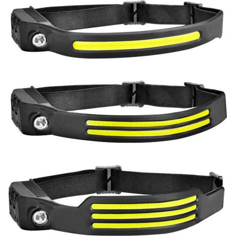 Wiederaufladbare LED-Stirnlampe, leistungsstarke, wasserdichte USB-Stirnlampe mit 1200 mAh COB- und XPE-Akku für Laufen, Camping, Radfahren, Helmnutzung, Angeln, Reparaturen, Joggen und Kinder, 3-teil (1/3)