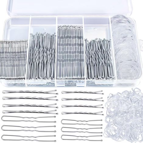 Lot de 300 accessoires capillaires incluant épingles à cheveux de tailles variées, épingles en U et élastiques à cheveux, boîte de rangement portable pour coiffure quotidienne féminine (1/5)