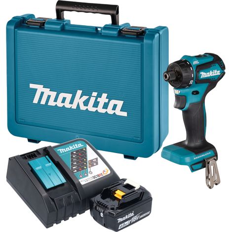 Taladro atornillador a batería Makita DDF 083 RM1E de 18 V, 40 Nm, 1/4'' sin escobillas + 1 batería de 4,0 Ah + cargador + maletín (1/5)
