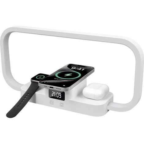 - Lampe de chevet avec chargement sans fil 3 en 1,lampe a poser,Chargement USB et gradation tactile (1/4)