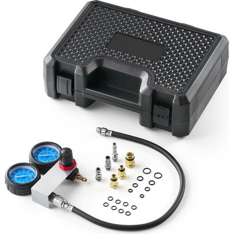 Testeur de compression moteur 0-100 PSI, testeur de fuite de cylindre avec 4 adaptateurs pour voitures et motos (1/5)