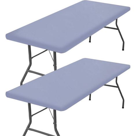 2er Pack Tischdecken 120x75cm Grau, wasserdicht, elastisch, für Picknick-Klapptische