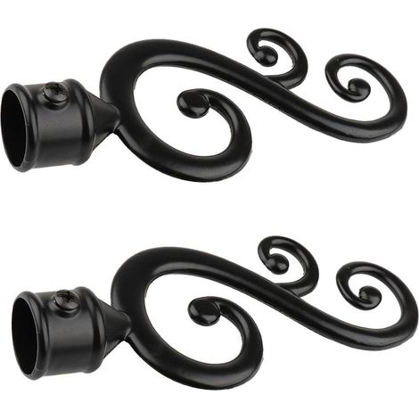 Paire De Tringle De Rideau De Fenêtre Fin Tige De Drapé Finales Tête Diamètre Intérieur. 22mm 1Noir (1/5)