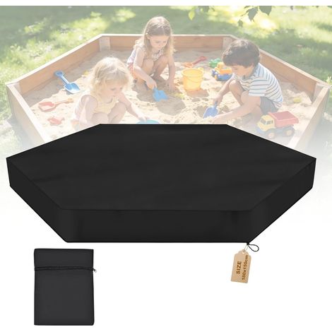 Bache Bac a Sable 180 x 150cm, Bâche pour Bac a Sable Tissu Oxford 210D Imperméable Anti-Poussière, Housse Hexagone avec Cordon Serrage et Sac Rangement, pour Piscine Jardin Terrasse (1/5)