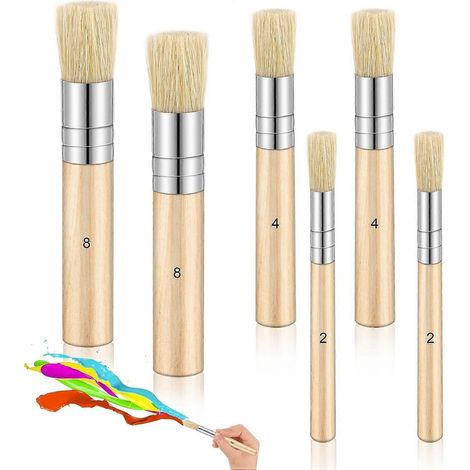 6-teiliges Set aus Holz-Schablonenpinseln mit Naturborsten für Acryl-, Öl- und Aquarellmalerei (1/4)