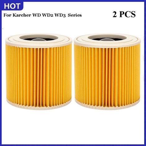 (2 pièces) Filtres HEPA compatibles avec les aspirateurs Kärcher WD, WD2, WD3, WD1, MV3 et MV2 (pièces détachées, WD2250, WD3.200, WD3.300, A2004, A2054, A2204, A2656). Accessoires (1/4)