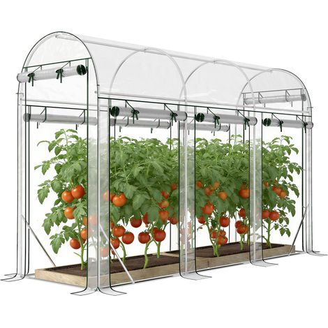 Serre tunnel 3m² 295x100x197cm - Acier galvanisé - 8 portes roulantes - Transparent (1/5)