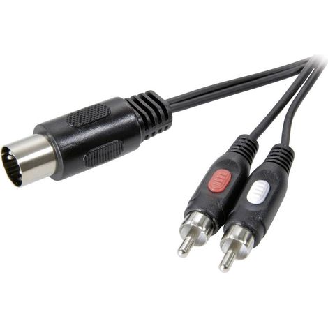 SpeaKa Professional SP-7870640 Attacco DIN / RCA Audio Cavo [1x Spina a 5 poli (DIN) - 2x Spina RCA] 1.50 m Nero (1/4)