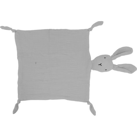Baby-Kuscheldecke aus weicher Baumwolle, Hasenmotiv, niedliche Baby-Schmusedecke, hellgrau (1/5)