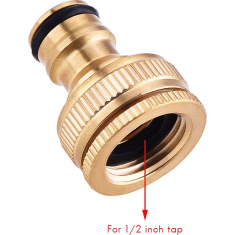 Juego de grifo de 3 piezas: conectores para mangueras de agua de 1/2" y 3/4" - adaptador de cobre para jardín (1/5)
