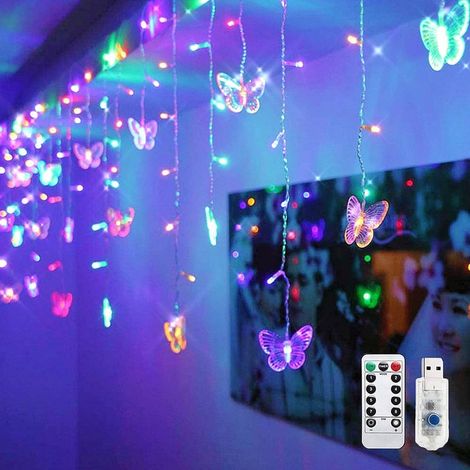 Rideau lumineux flocon de neige-Papilloncouleur-8FonctionUSBpaiement+télécommande (1/5)
