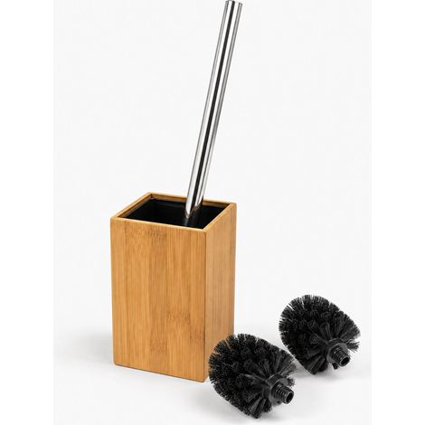 Bamboo & Stainless Steel Toilet Brush Set with Holder (1/5)