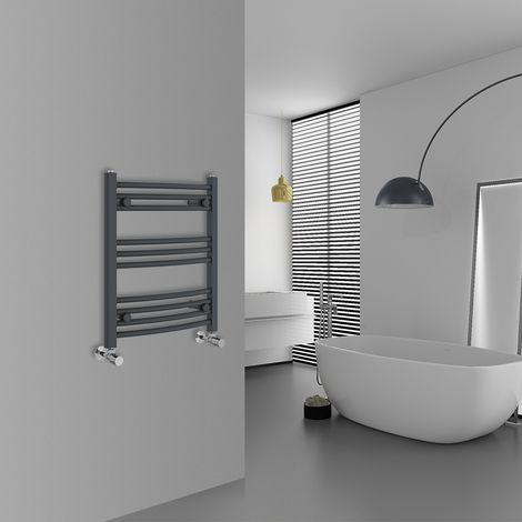 WarmeHaus Curved Anthracite Bathroom Ladder Radiator 600x500mm (1/5)