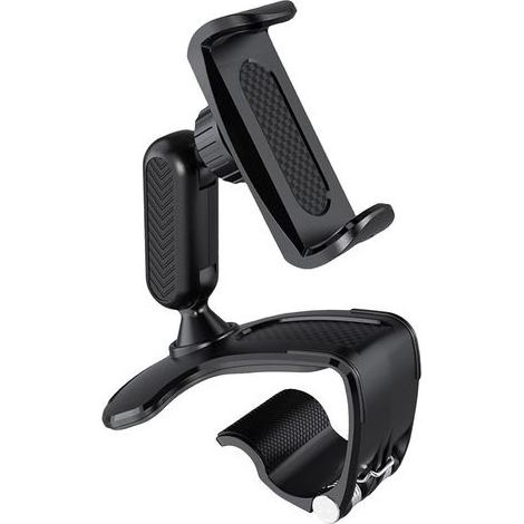 1 Support Téléphone Voiture Rotatif 360°, Pince Réglable, ABS Silicone, Tableau De Bord Rétroviseur (1/5)