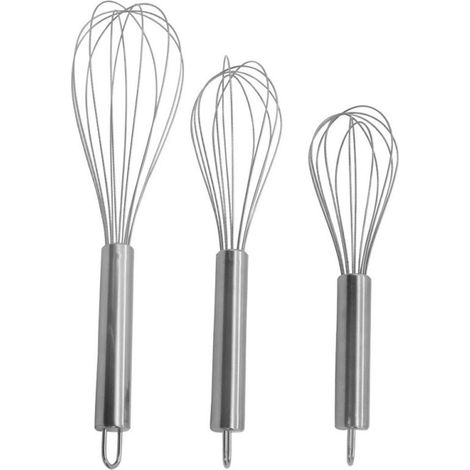 Frusta da cucina in acciaio inox a 3 pezzi con fili stabili, la robusta frusta per uova è lavabile in lavastoviglie ed è l'utensile da cucina perfetto, 8, 10, 12 pollici (Colore: argento) (1/5)