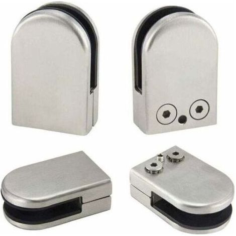 4PCS Verre Pince Support 6-8mm En Acier Inoxydable Verre Clips Pinces Supports De Verre Réglables Dos Plat Connexion Pince Support pour Balustrade Escalier Main Courante Fenêtre, Argent (1/4)