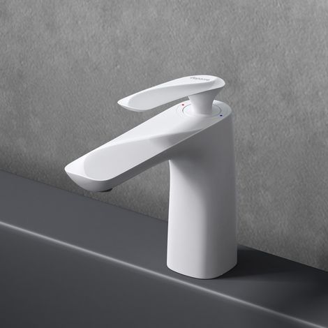 doporro® Diseño grifo mezclador monomando de 16,5cm para lavabo en blanco para uso práctico