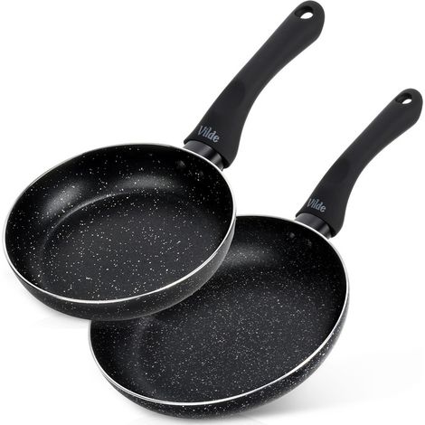 Ensemble de poêles à frire en granit à lignes noires 16/20 cm 2 pièces. (1/5)