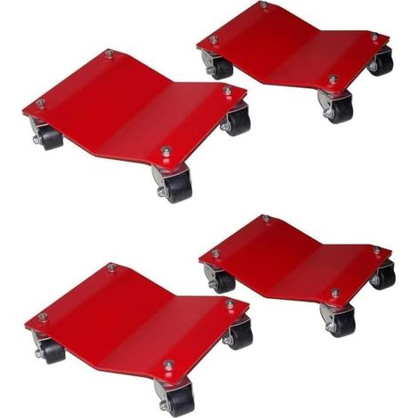 Patins roulants Robustes pour Voiture – Capacité 6000 lbs – Acier de qualité supérieure – Roues antidérapantes à 360° avec Freins – Surface polie Bordeaux, Panneau léger, 4pcs, 6000 lbs