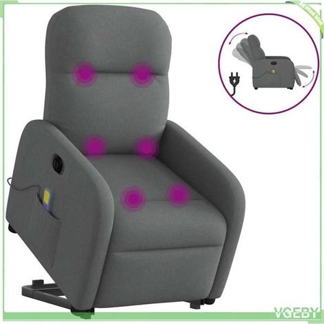 Fauteuil inclinable de massage électrique - 3303003 - Gris foncé tissu - Moteur levage/inclinaison - Massage 6 points (1/5)
