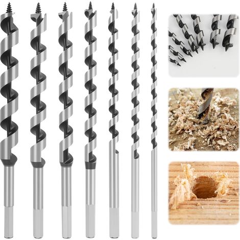 Forets à Bois Set , Mèche à Bois Hélicoïdal , 7 PCS SDS-Plus Forets à Bois Set en Acier Au Carbone Spiral Trou Cutter Outil à Bois Kit (1/5)