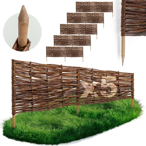 Lot de 5 Bordures Osier Bogateco Saule Naturel 100x30 cm