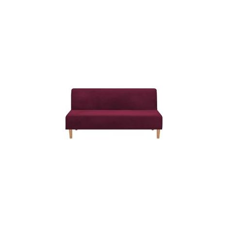Copridivano convertibile senza braccioli, in velluto elasticizzato, spesso, morbido e confortevole, per divano letto e divano letto pieghevole (velluto spesso rosso vino)