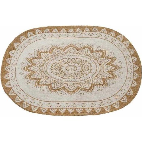 Tapis en matière naturelle, imprimé blanc, 100 x 152 cm (1/5)