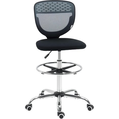 Vinsetto Drafting Chair, Swivel Office Draughtsman Chair, Mesh Standing Desk Chair with Adjustable Foot Ring, Armless, Grey (1/5)