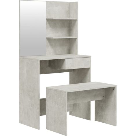 Ensemble de coiffeuse design contemporaine 74,5 x 40 x 141 cm gris béton